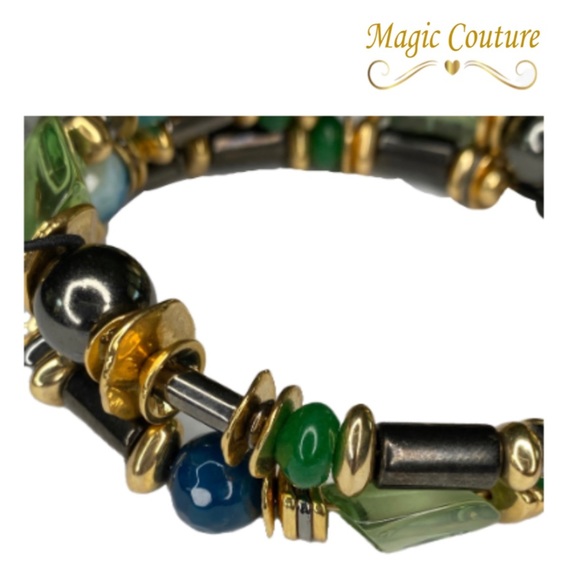 ❌SOLD❌ NWT Robert Lee Morris Wrap Around Beaded Bracelet 💙🖤💚 - Picture 3 of 4